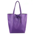 OBC Made in Italy Damen Tasche ECHTES Leder DIN-A4 Shopper Tote Bag Henkeltasche Handtasche Umhängetasche Schultertasche (Lila 36x40x12 cm)