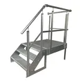 Stahltreppe Freistehend 3 Stufen Treppe Höhe 57 cm inklusive Podest 100x100cm mit oder ohne Geländer verzinkt Treppe Wählbar: Links/Rechts oder Front (Treppe Links)