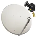 Premium X Satelliten-Komplettanlage 100cm Satellitenschüssel Hellgrau Satellitenantenne Twin LNB F-Stecker, SAT bis 2 Teilnehmer