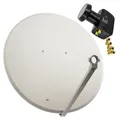 PremiumX SAT Anlage 100cm Satelliten Schüssel Antenne Stahl Spiegel Twin LNB 4K