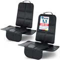 LIONSTRONG® Kindersitzunterlage Autositzschoner [ISOFIX GEEIGNET] - wasserabweisender Polyester Stoff schwarz - Sitzschutz Sitzschoner Auto Kindersitz - universell kompatibel - Schwarz, 2 Stück