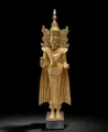 Asien LifeStyle Buddhafigur Buddha Statue Birma Teak Holz Skulptur Schutzgeste