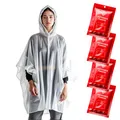 ZENO Regenponcho Festival Wasserdicht - Regencape Festival Einweg - Regenponcho Damen & Mann - Transparent mit Kapuze - Notfall Poncho Reise, Wandern, Camping – Einweg Poncho 4er-Pack