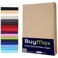 Buymax Spannbettlaken Topper, Spannbetttuch für Topper bis 12 cm Höhe, 100% Baumwolle Jersey, Jersey, Gummizug: Rundumgummi, (1 Stück), Pflegeleicht und Atmungsaktiv, in Verschiedenen Farben und Größen gelb 180 cm x 200 cm