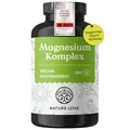 NATURE LOVE® Magnesium Komplex - 180 Kapseln - 400mg elementares Magnesium je Tagesdosis - Magnesiumcitrat, Magnesiumoxid, Magnesiumbisglycinat, Magnesiummalat, Magnesiumscorbat - Vegan, hochdosiert