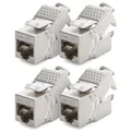 deleyCON 4x Keystone Modul CAT 6a Jack - Vollgeschirmt STP RJ45 Buchse Werkzeugfrei Dank Snap-In Montage CAT Rohkabel 500 MHz 10 Gbit/s