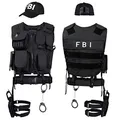 Black Snake® SWAT FBI Police Security Kostüm inkl. Einsatzweste, Pistolenholster, Gürtel, Handschellen und Baseball Cap - XL/XXL - FBI