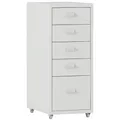 [en.casa] Rollcontainer Kökar Schubladenschrank Metall Aktenschrank mit 5 Schubladen Bürowagen mit Rollen für Arbeitszimmer 69 x 28 x 41 cm Weiß matt