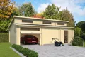 Holzgarage Bausatz 44mmGarage HAWAII Stufendach 800x540cm mit Schwingtore 44mm