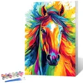 OkarinaArt Malen nach Zahlen für Erwachsene mit Rahmen – Pferd & Tiere, Framed Paint by Numbers Set auf Leinwand für DIY Wanddekoration, 20 x 30 cm