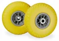 4 x Sackkarrenrad, pannensichere Vollgummireifen, 3.00-4 Zoll, 20mm Achse, bis 80 kg, 260 x 85 mm, Ersatzrad, gelb-grau