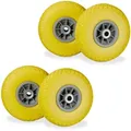 4 X Sackkarrenrad, Pannensichere Vollgummireifen, 3.00-4 Zoll, 20mm Achse, Bis 80 Kg, 260 X 85 Mm, Ersatzrad, Gelb-grau