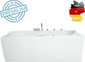 Basera PREMIUM Indoor Whirlpool Badewanne Palau 180 x 80 cm mit 20 Massagedüsen, Heizung, Ozongenerator, Bodenansaugung, Wasserfall, LED-Ambiente, Touchpanel, Bluetooth, Radio