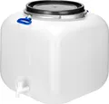 Garronda 100L Plastikfass 100L Weithalsfass mit Deckel Hahn quadratisch für Haus&Garten GD-0089, Weiß