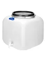 Garronda Regentonne 100L Weithalsfass mit Deckel Hahn quadratisch für Garten GD-0089, Weiß, 100 l