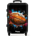 NoBoringSuitcases.com® Großer Koffer - Rugby-Ball umgeben von Graffiti - Kombinationsschloss TSA - Hartschalen Trolley 4 Rollen - 72 liter - Reis... - Bunt