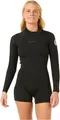 Rip Curl 2025 Frauen Dawn Patrol 2mm Rückenreißverschluss Langärmel Frühlingsanzug Neoprenanzug 142WSP - Black
