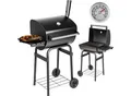 tectake® Holzkohlegrill, mit 2 Rädern, mit Thermometer, 85 x 48 x 123 cm