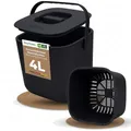 YourCasa Biomülleimer Küche 4L - Komposteimer mit herausnehmbarem Sieb & Deckel - geruchsdicht, spülmaschinenfest & ohne Biomülltüten - Bio Mülleimer klein für saubere Küchen (Schwarz)