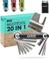 AARON Tool 20 in 1 Multitool - Fahrrad Multifunktionswerkzeug aus rostfreiem Stahl/Aluminium - faltbares Mini Fahrradwerkzeug mit vielen Funktionen - praktisches Bike Tool in Schwarz