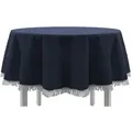 EXKLUSIV HEIMTEXTIL Gartentischdecke Gartentischdecke mit Fransen Tischdecke Classic, oval blau Oval | 140 cm x 180 cm