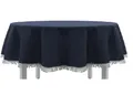 EXKLUSIV HEIMTEXTIL Gartentischdecke mit Fransen Tischdecke Classic Outdoor PVC Weichschaum rutschhemmend für Garten, Balkon, Terrasse 140x180 cm oval blau