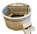 JVmoebel Whirlpool-Badewanne Brauner Holz-Outdoor-Spa mit Heiz- und Massagesystem, Made in Europe