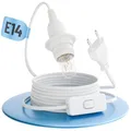 greate E14 Lampenfassung mit Kabel und Schalter weiß 3,5 Meter - E14 Fassung mit Stecker max. 60W 250V - Glühbirnen Fassung für Weihnachtsstern, Papierstern uvm - Fassungen für Glühbirnen