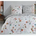 Buymax® Bettwäsche Bettbezug 155x220 cm, Kopfkissenbezug 80x80 cm 2 teilig Deckenbezug Set aus 100% Baumwolle Renforce mit Reissverschluss - Weiß/Grau/Orange