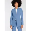 Longblazer TAMARIS, Damen, Gr. 42, blau (hellblau), Web, Obermaterial: 93% Polyester, 7% Elasthan. Futter: 100% Polyester, feminin, figurbetont Po-bedeckend, tiefer V-Ausschnitt, Langarm, Blazer, mit Häckenverschluss vorne - NEUE KOLLEKTION