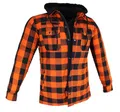 Motorradhemden Biker Aramid Hemdjacke Wasserdicht & Winddicht Motorrad Hemd mit Innenfutter & Kapuze Flanell Lumberjacke (DE/NL/SE/PL, Alphanumerisch, L, Regular, Regular, Schwarz -/ Orange)