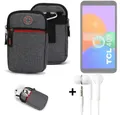 K-S-Trade Handyhülle für TCL 403, Gürteltaasche + Kopfhörer Handy Tasche Holster Schutz Hülle