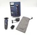 Philips SHAVER Series 5000 S5465/18 Elektrischer Nass- und Trockenrasierer, Rotationstrasierer, Schwarz, Blau, ComfortTech Blades, Tasten, LED, SH30