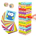 Nene Toys Pädagogisches Kinderspiel ab 3 Jahre - Wackelturm 4 in 1 aus Holz mit Farben und Tieren - Spielzeug für Mädchen und Jungs von 3 bis 9 Jahren - Stapelturm Holz Brettspiel