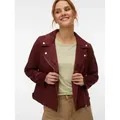 Vero Moda Bikerjacke VMJOSE SHORT FAUX SUEDE JACKET GA NOOS mit asymetrischem Reißverschluss braun S (36)