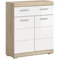 Standschrank Lambada 2-türig/1 Schubkasten Eiche Hell/Weiß Hochglanz 88 x 74 cm
