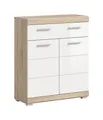 xonox.home - Standschrank breit Lambada 74x88x31 cm in Sonoma Eiche hell und weiß hochglanz - Midischrank Badschrank Unterschrank Badezimmerschrank - zeitloses Design erstklassige Qualität