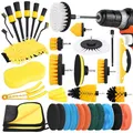 IGUGI Bürstenaufsatz Bohrmaschine Set,Bohrbürsten Befestigung Set 36 Stück,Bohrbürstenset,Felgenbürste Scrubber Reinigung,Scrubber Reinigung Kit für Felgen,Fliesen,Küche