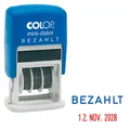 COLOP Datumstempel mit Text "Bezahlt" Mini-Dater S 160/L selbstfärbend blau rot, 1 St.
