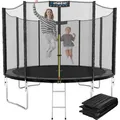 KINETIC SPORTS Trampolin Outdoor 'Salto Plus' Ø 183/244/305/366/400/430/490 cm - Komplett-Set für Kinder, bis zu 160kg - Schwarz