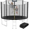 KINETIC SPORTS Trampolin Outdoor 'Salto Plus' Ø 305 cm - Komplett-Set für Kinder, USA Sprungtuch, Netz, Randpolster, Leiter - bis zu 160kg, Schwarz