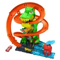 Hot Wheels T-Rex Battle Playset Mit 1 Mini Auto Orange Track Set JBM73