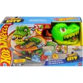 Hot Wheels City T-Rex-Feuerschlacht Spielset und Die-Cast-Spielzeugauto im Maßst