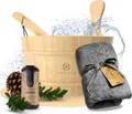 Liebenstein Sauna - Wohlfühl-Set (Saunaeimer, Saunahandtuch (anthrazit), Aufguss Auszeit")"
