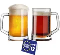 NORDIC SCHILLER Luxus Bierkrug 0,5 Liter 12er Set, Biergläser mit Henkel BLEI FREI Pub Bierglas 0,5L Bierseidel 0,5l, Spülmaschinenfest Bierkrüge für Zuhause, Restaurants und Biergärten, Beer Glasses