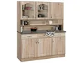 Küchenbuffet WIHO KÜCHEN Linz , braun (front: landhaus eiche, korpus: sonoma eiche, arbeitsplatte: granit grau), B:150cm H:180cm T:50cm, Schränke, 150 cm breit, in Landhaus-Optik, Topseller