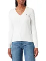 Gant Damen Stretch Cotton Cable V-Neck Pullover, Eggshell, M EU