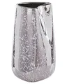 Dekovase aus Steinzeug in glänzendem Silber 27 cm asymmetrisch Glamour Stil Cirt
