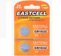 2 x CR1632 3V Lithium Batterie 120 mAh ( 1 Blistercard a 2 Batterie  EASTCELL)