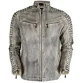 MDM Bikerjacke Herren Lamm Nappa Lederjacke Leichte Sommer Biker Lederjacke beige|weiß S
